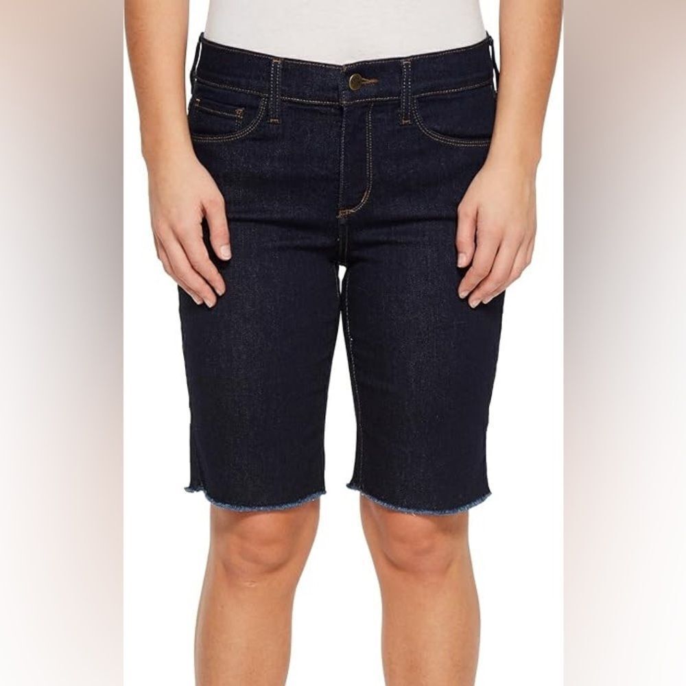NYDJ Briella short navy blue Bermuda raw edge dark navy denim shorts 8